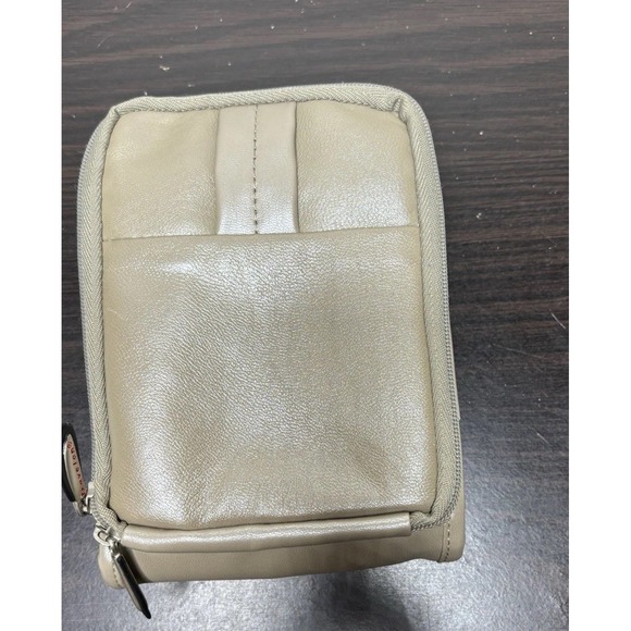 Travelon Leather Cross Body Bag purse Beige Pink long strap vacation travel - Picture 2 of 10